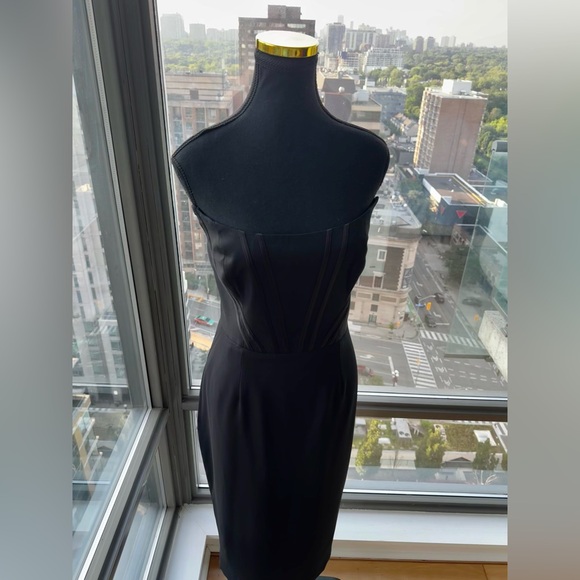 🆕 DRESS THE POPULATION 🧿 NWT Cosette Corset Strapless Bodycon Dress, Black SzL - Picture 6 of 16